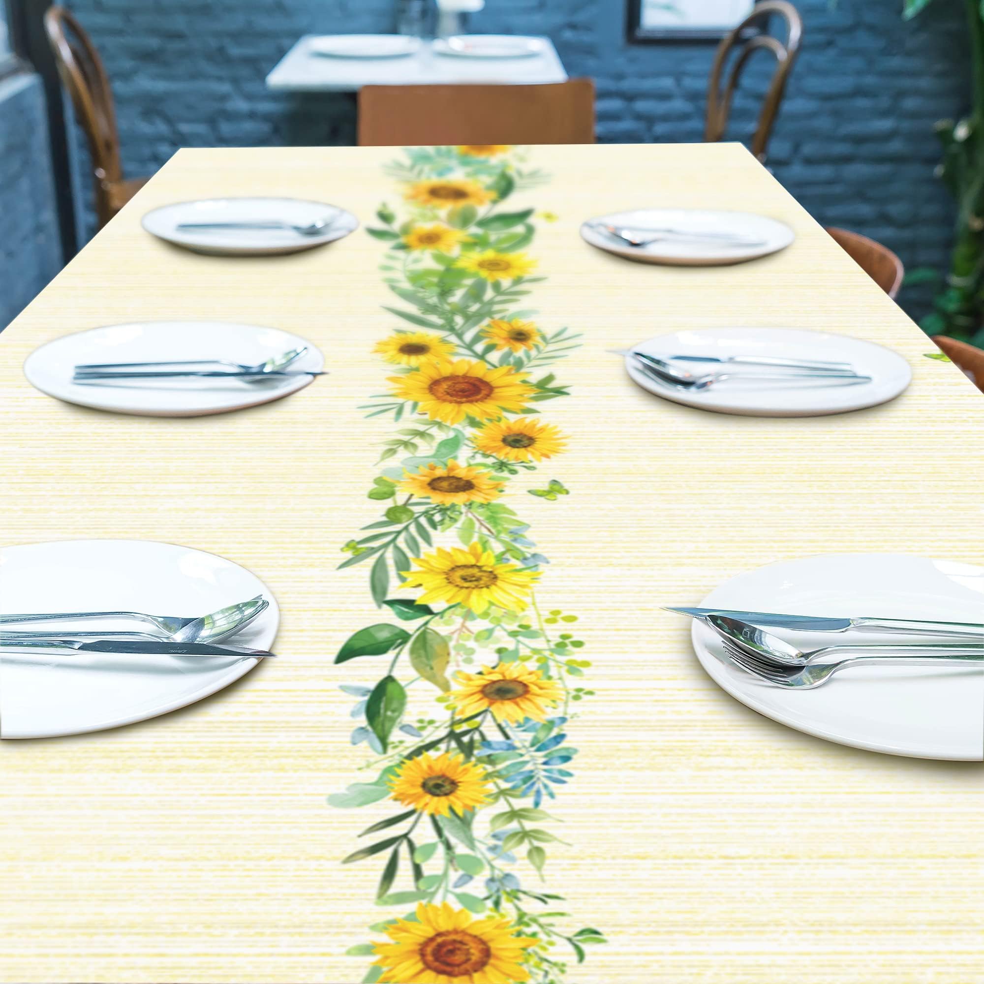 Cheerland 9X5 Ft Sunflower Tablecloth Rectangle Fall Theme Birthday Table Cover Sun Flower Baby Shower Decorations Retirement An